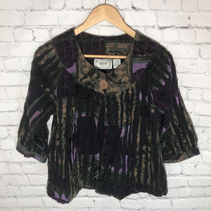 Tantrums Open Front Collarless Rag Jacket